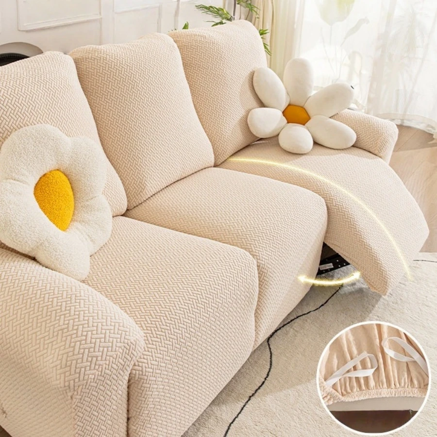 8-teiliges Set Relaxsessel-Bezug Einfarbiger Sesselbezug Sofabezug 3-Sitzer Texturierter Stretch-Sofabezug Image