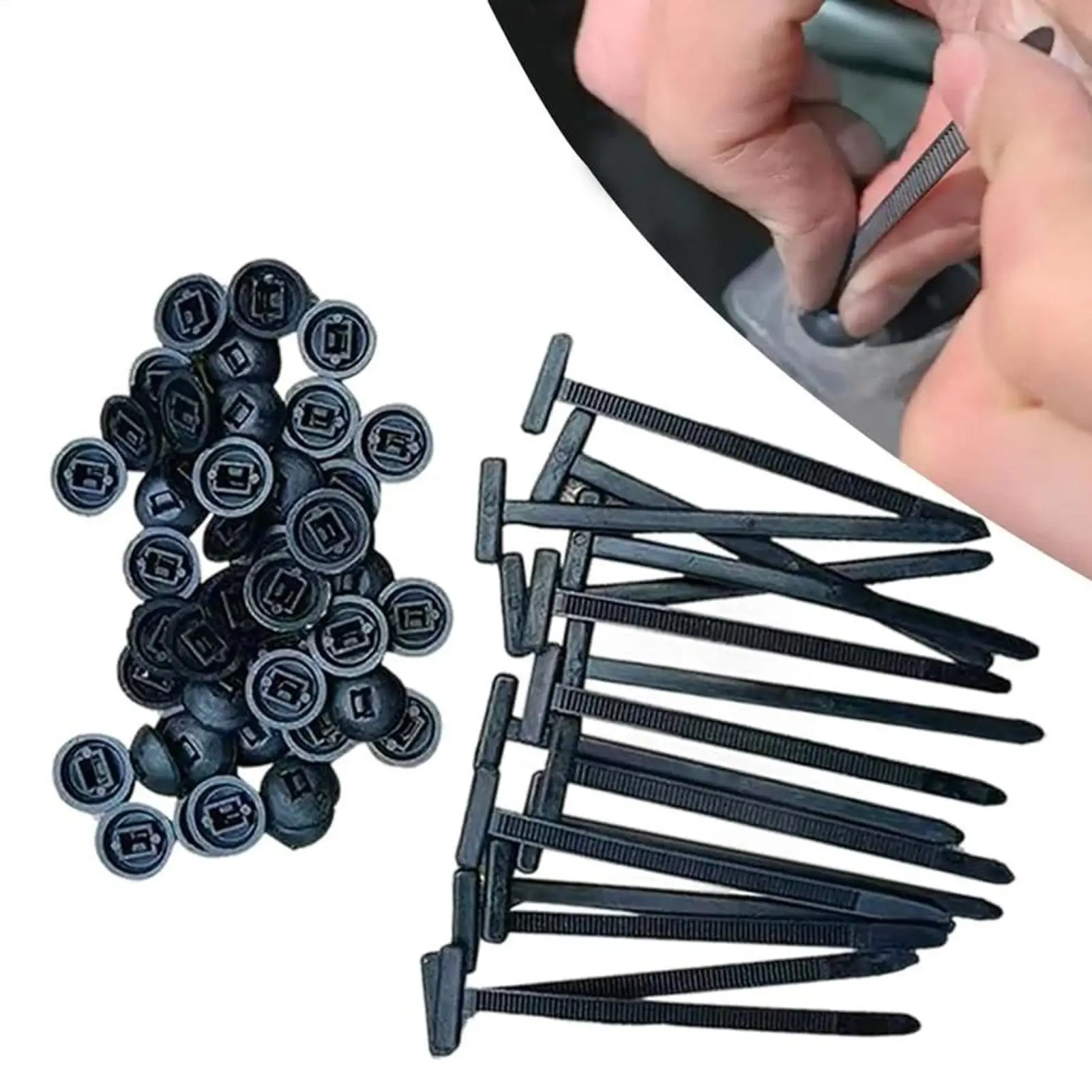 100 Stück universelle Kabelbinder-Schnalle, UV-beständige Nylon-Kabelbinderhalter für Auto, Zuhause, Maschine, tägliche Reparatur, Verschluss-Organizer Image