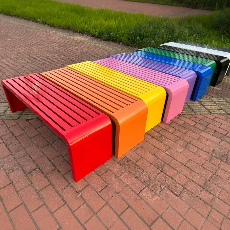 Wasserdichte Parkstühle, Gartenbänke, schmiedeeiserne Bänke, Sitzbänke für Innenhöfe, Outdoor-Sitzbänke mit Rückenlehne, Reihenstühle für öffentliche Loungebereiche