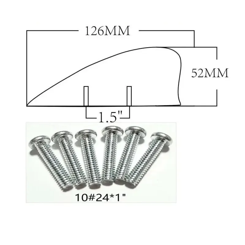 Aileron de kitesurf G10 126*52mm, aileron de surf en fibre de verre pour planche de surf de plage, avec vis et clés