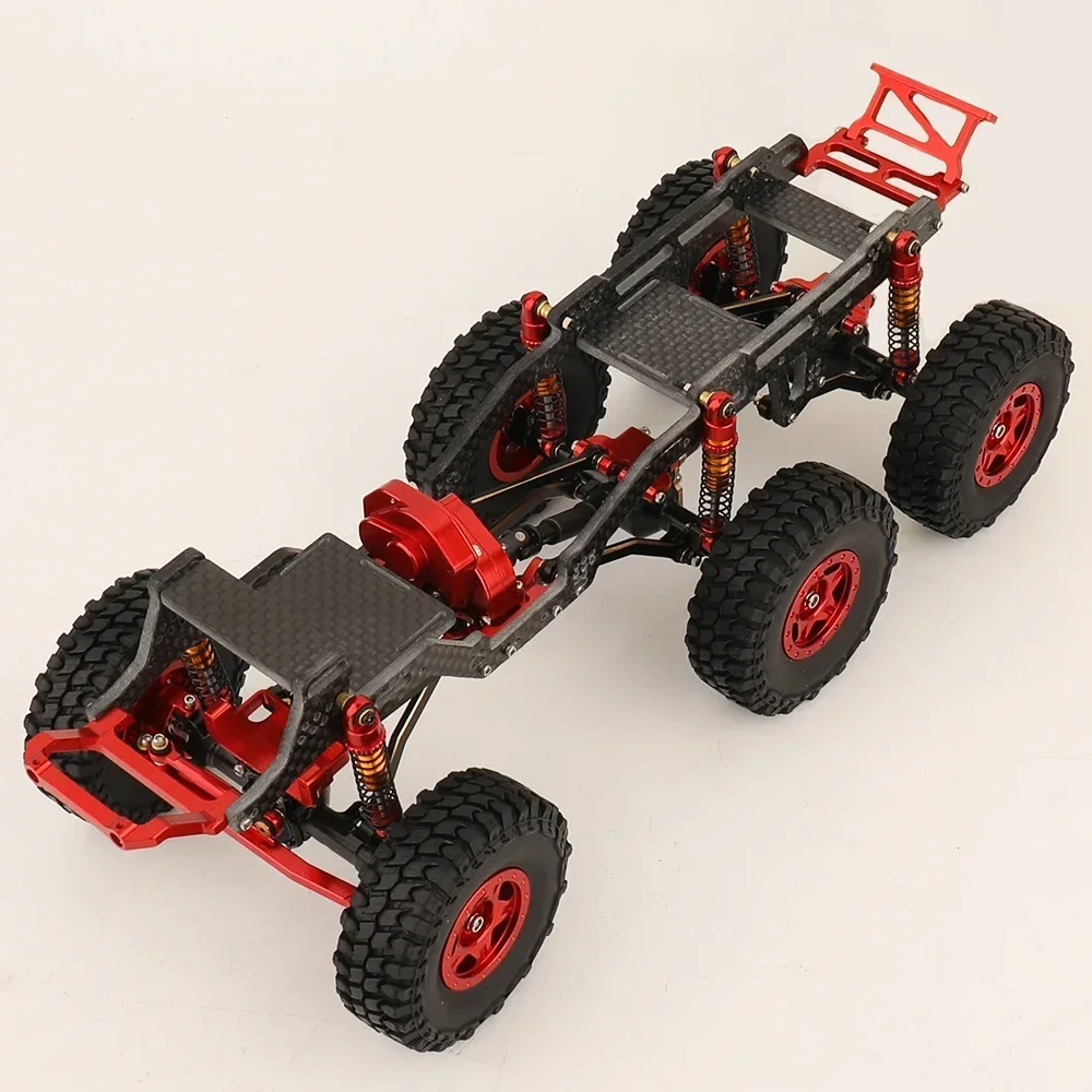 Aufgerüstet für RC Axial SCX24 6×6 Carbonfaser-Chassis-Autorahmen mit Metallachsen, Felgen, Chassis-Refit-Kit mit niedrigem Mittelschwerkraft Image