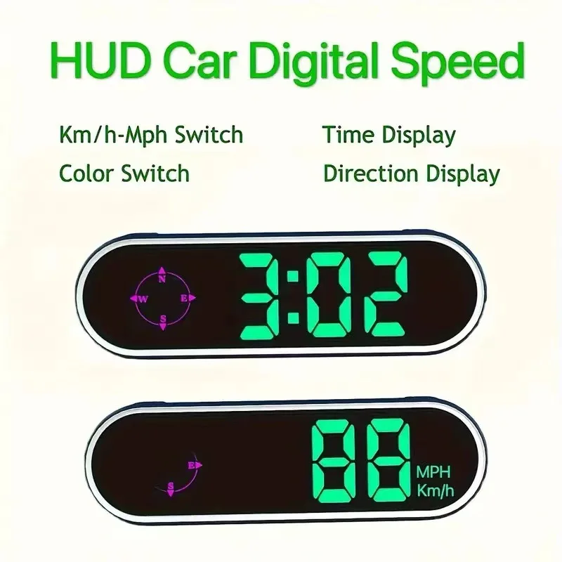 Car HUD GPS Speedometer Head Up Display, Multicolor Digital Speed Gauge with KMH/MPH Switch, Universal Windscreen Projector