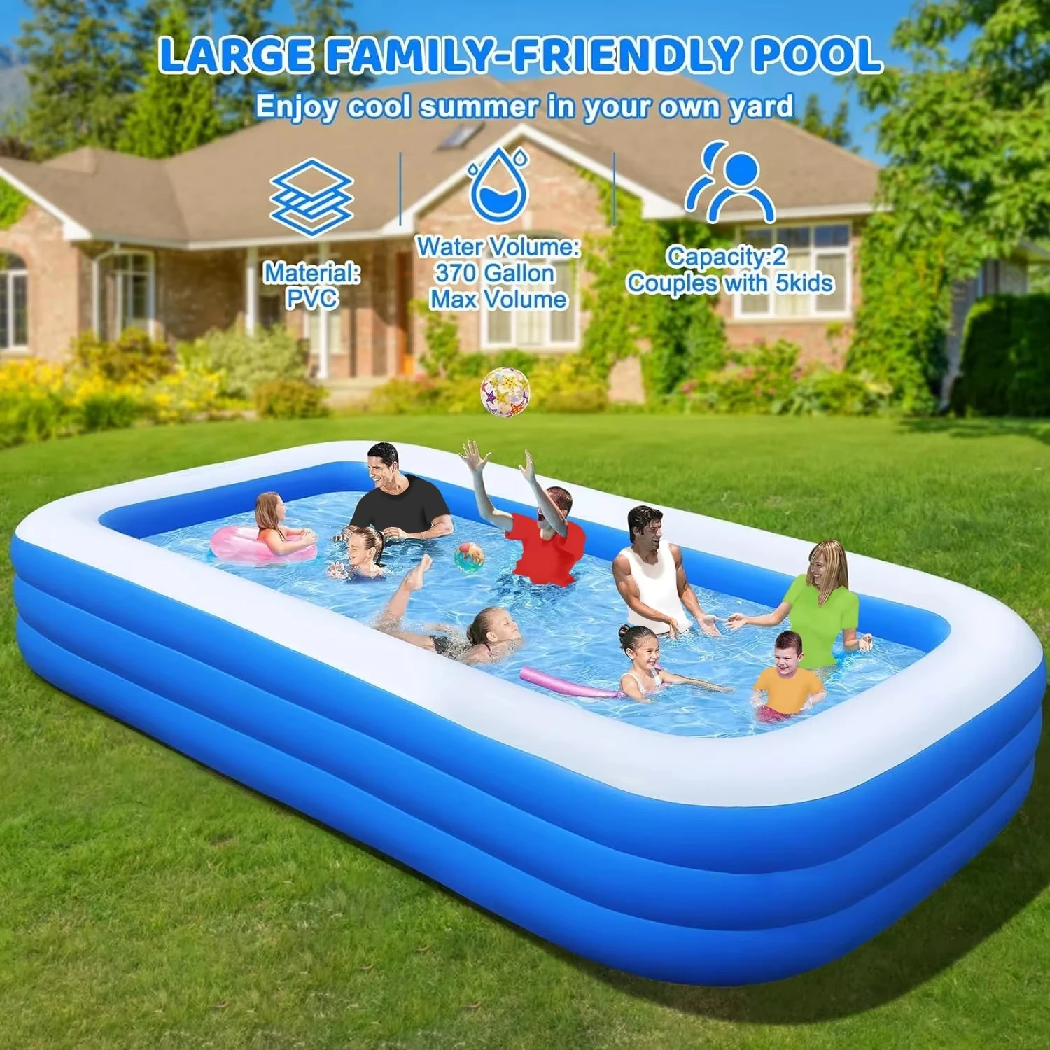 3M/2,6M/2M Aufblasbare Schwimmen Pool kinder Erwachsene PVC Große Familie Party Pools Outdoor pool Verdickt Baby Spielen Pool Spielzeug Image