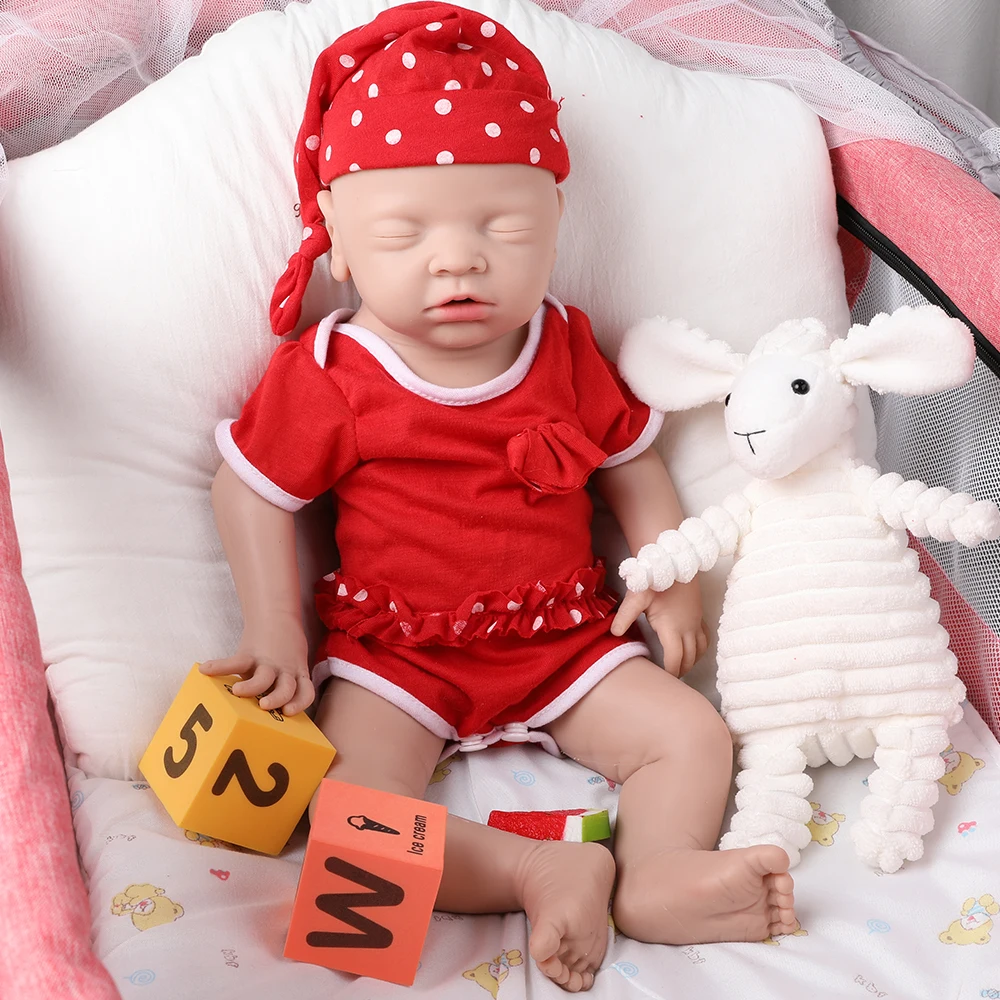 IVITA WG1514 2972g 18 Zoll Realistische Silikon-Babypuppe Reborn Bebe mit Schnuller, geschlossenen Augen, Mädchen- und Jungen-Spielzeug für Kinder Image