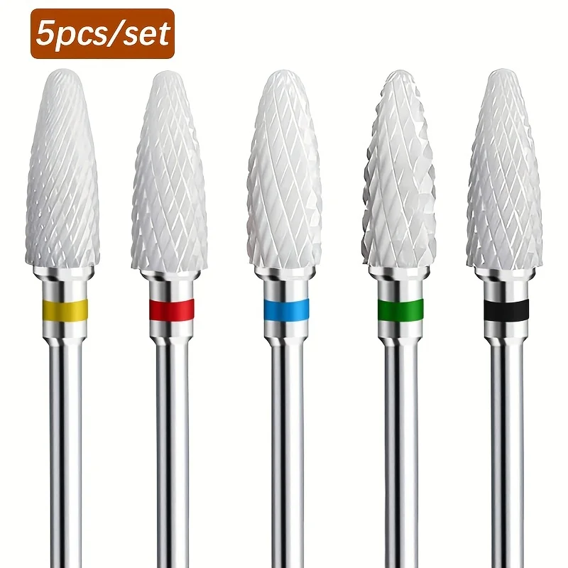 5-teiliges professionelles Nagelbohrer-Set aus Keramik – hochwertige Acryl-Nagelfeilen-Bits zum Formen Image