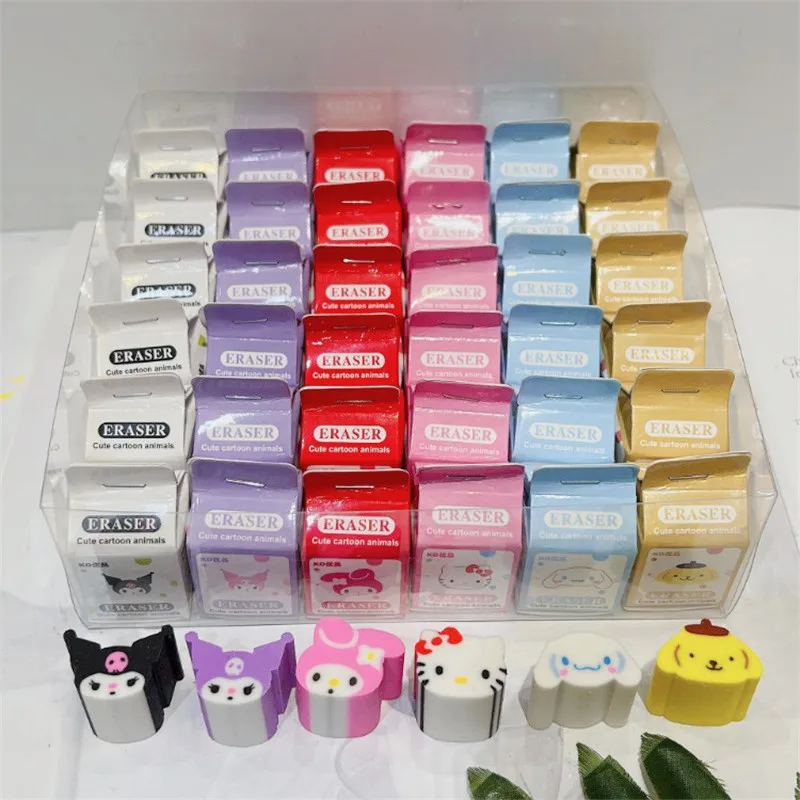 6/36 Stück Sanrio Radiergummi Hello Kitty Melody Kuromi Cinnamoroll Pompompurie Cartoon Schüler Schreibwaren Radiergummis Schulbedarf Geschenke