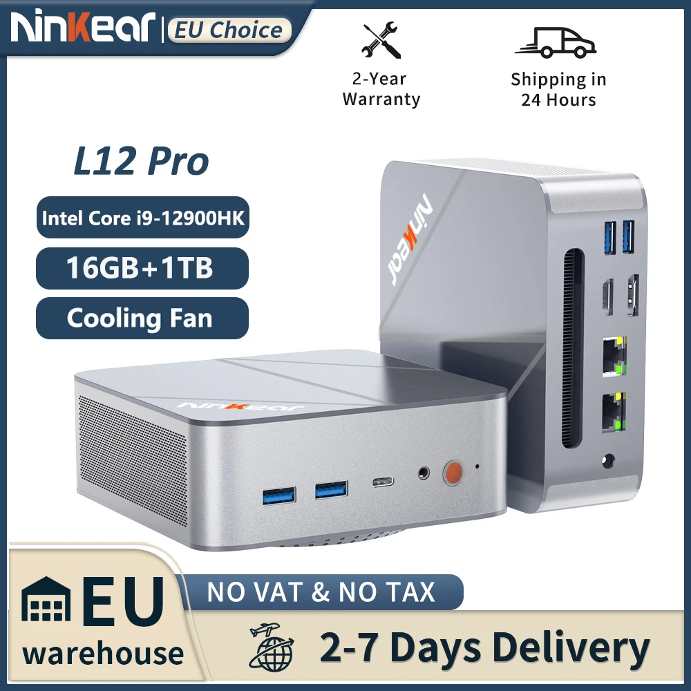 Ninkear L12 Pro Mini-PC Intel i9-12900HK 16GB DDR4 1TB SSD Mini-Computer WiFi 6 Dual 2.5G LAN USB 4.0 HDMI DP Type-C 8K Windows 11 Ubuntu Image