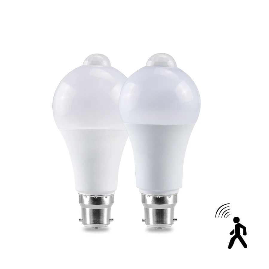 B22 12W 15W 18W 20W LED ampoule capteur de mouvement Blub lumière LED 85-265V lampe à LED PIR capteur lumière Auto lumière maison Parking lumière