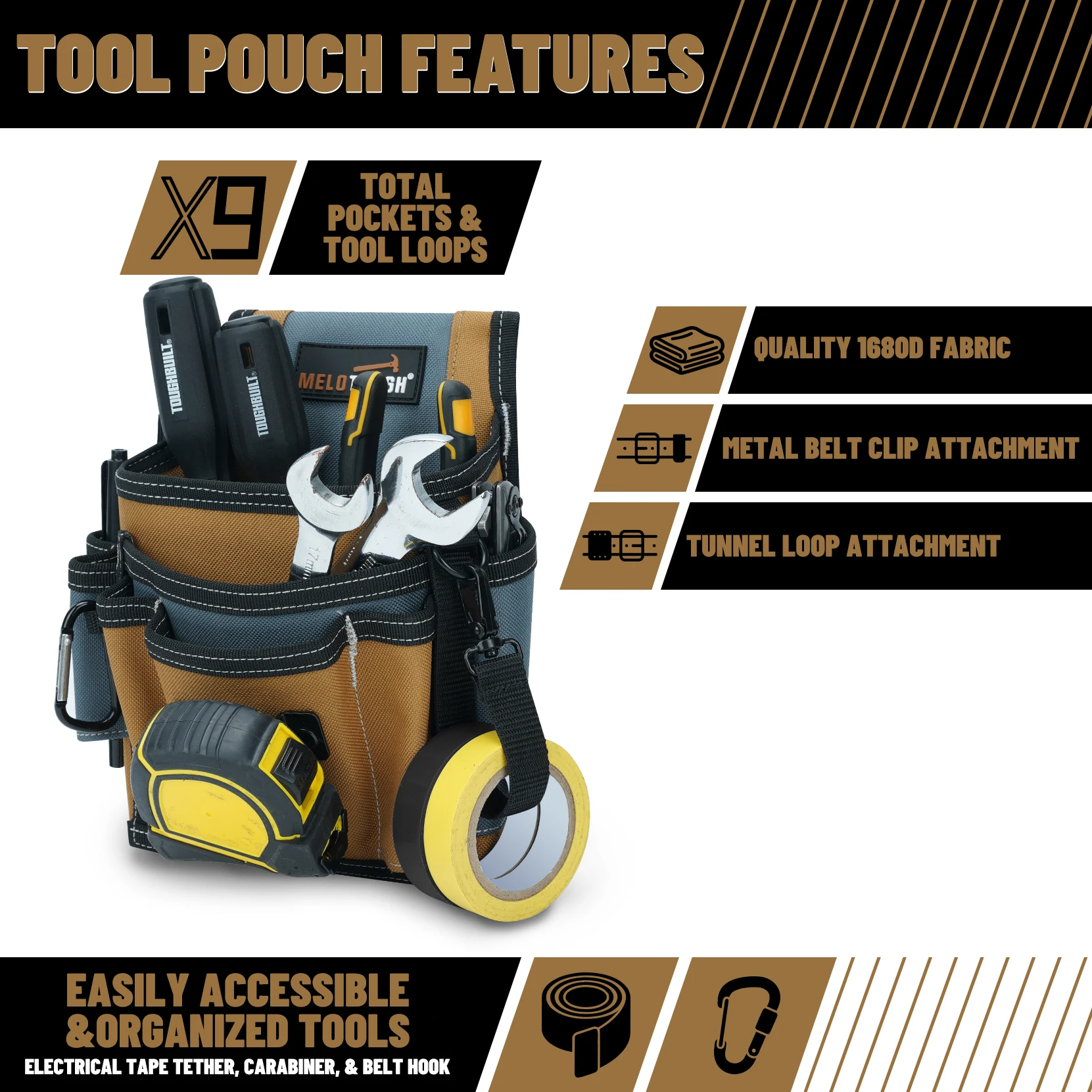 Petite pochette à outils pour électricien, pochette à outils pour ceinture à outils, étui à outils avec plusieurs poches, pochette de Construction, organisateur d'outils