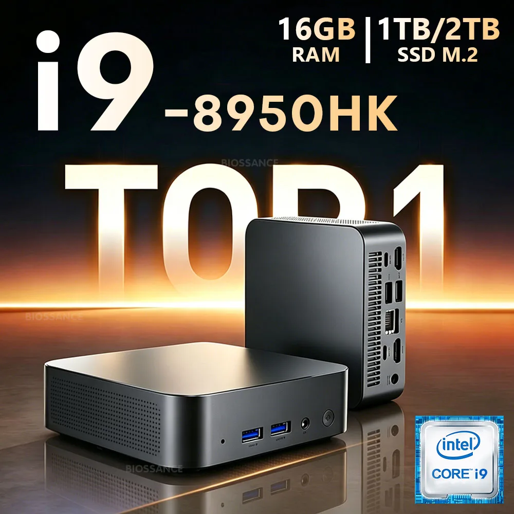 Ordinateur de bureau 2026 Windows 11 Intel Core i9 8950HK i3-6100, mini PC de poche 16 Go DDR4 1 To 2 To SSD WiFi 6 4K pour Gaming/Bureau/Domicile