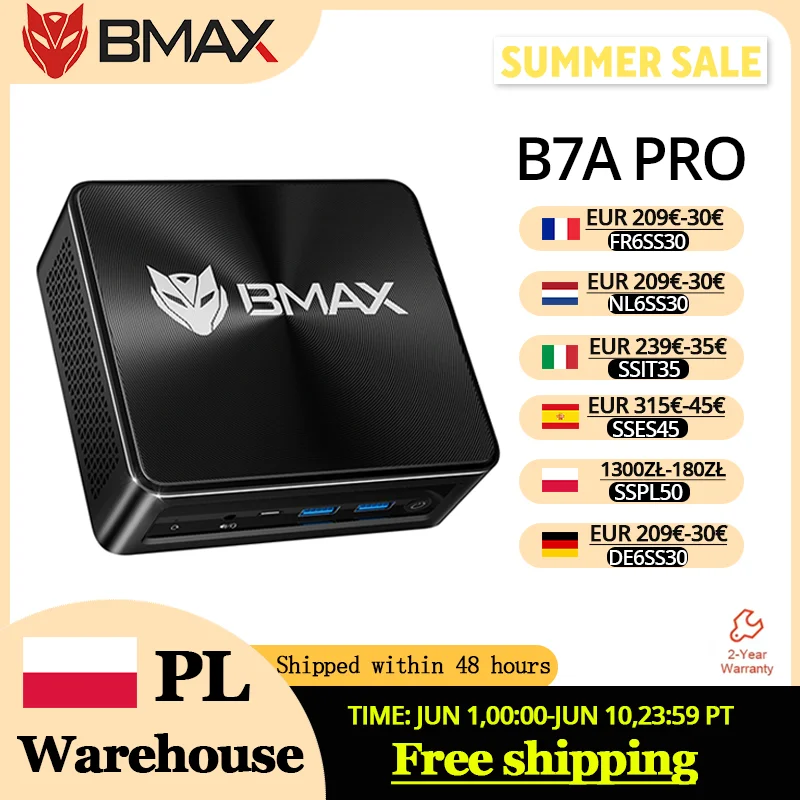 Mini PC BMAX B7A Pro : AMD Ryzen 5 7430U, Carte graphique Radeon, 16 Go de RAM, 512 Go de SSD, Windows 11, USB, HDMI, Type-C