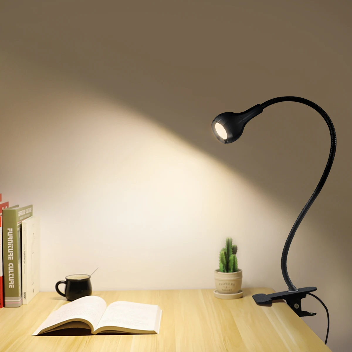 Lampe de Table Flexible USB lampe d'alimentation lecture livre lumière avec support pince étude lampes de lecture Table de chevet chambre décor lampe de nuit