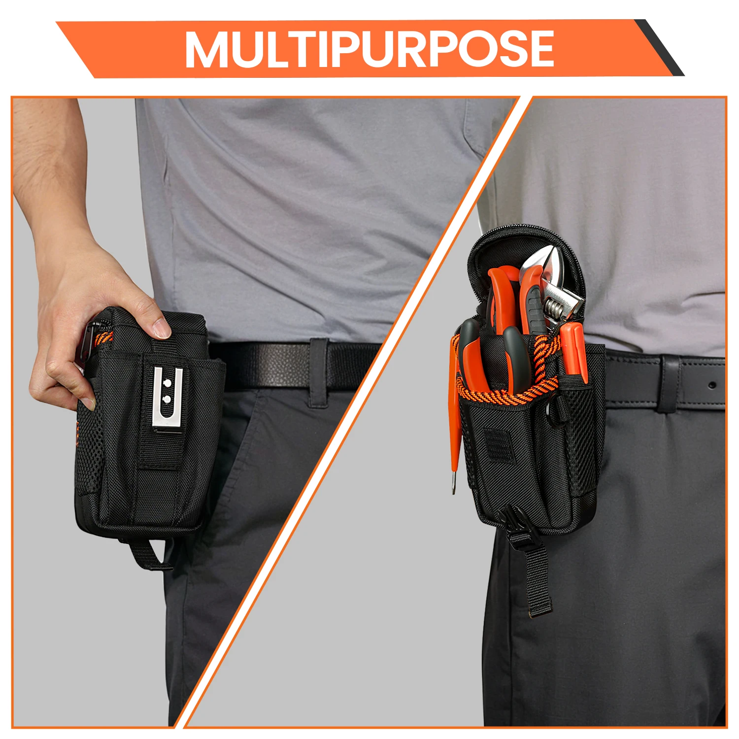 Petite pochette à outils avec clip de ceinture, pochettes de ceinture à outils, pochette à outils pour électricien. Mini fixation de poche organisateur pour ceinture à outils