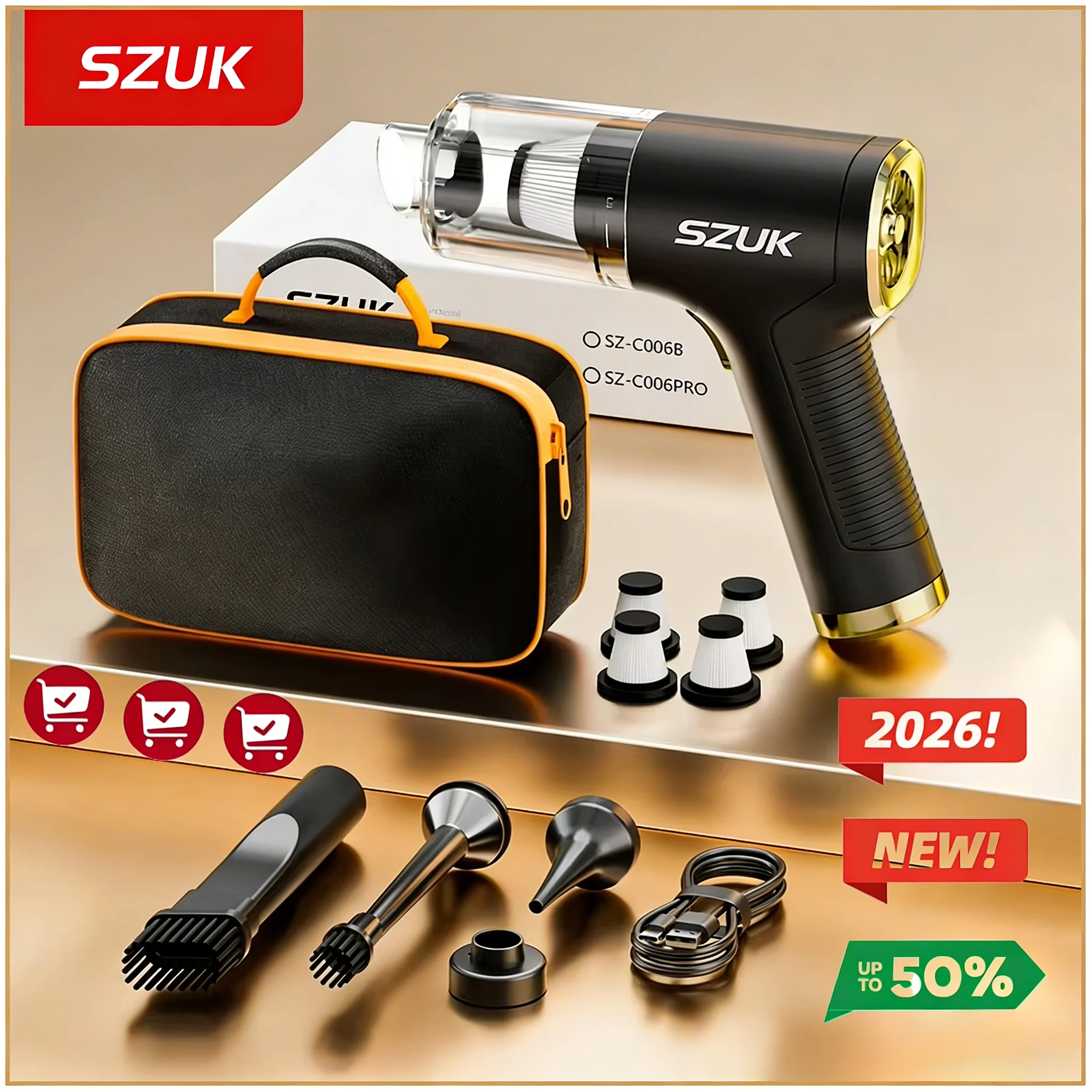 SZUK 2026 Nouvel mini aspirateur sans fil, aspirateur à main puissant, aspirateur laveur de sol de 780 000 Pa, mini souffleur,, aspirateur voiture, aspirateur maison