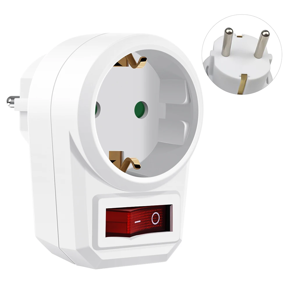 16A 250V EU-Verlängerungssteckdose mit EIN/AUS-Schalter 1 zu 3 Wege Deutscher Standard Steckeradapter Stromleiste für Zuhause Image