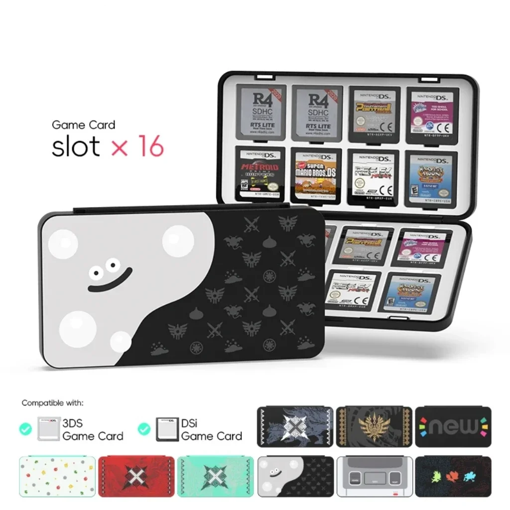 DATA FROG Spielkassettenhalter mit 16 Steckplätzen, Aufbewahrungskoffer für Karten der 3DS / 2DS / DS-Serie, tragbare Hartschalenbox Image