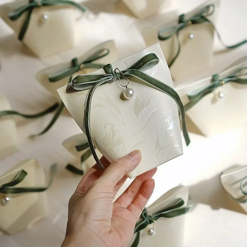 20/50 Stück kreative Hochzeitsgeschenke Geschenkbox Pralinenschachtel für Taufe Babyparty Geburtstag Partyzubehör Wrap mit Band Image