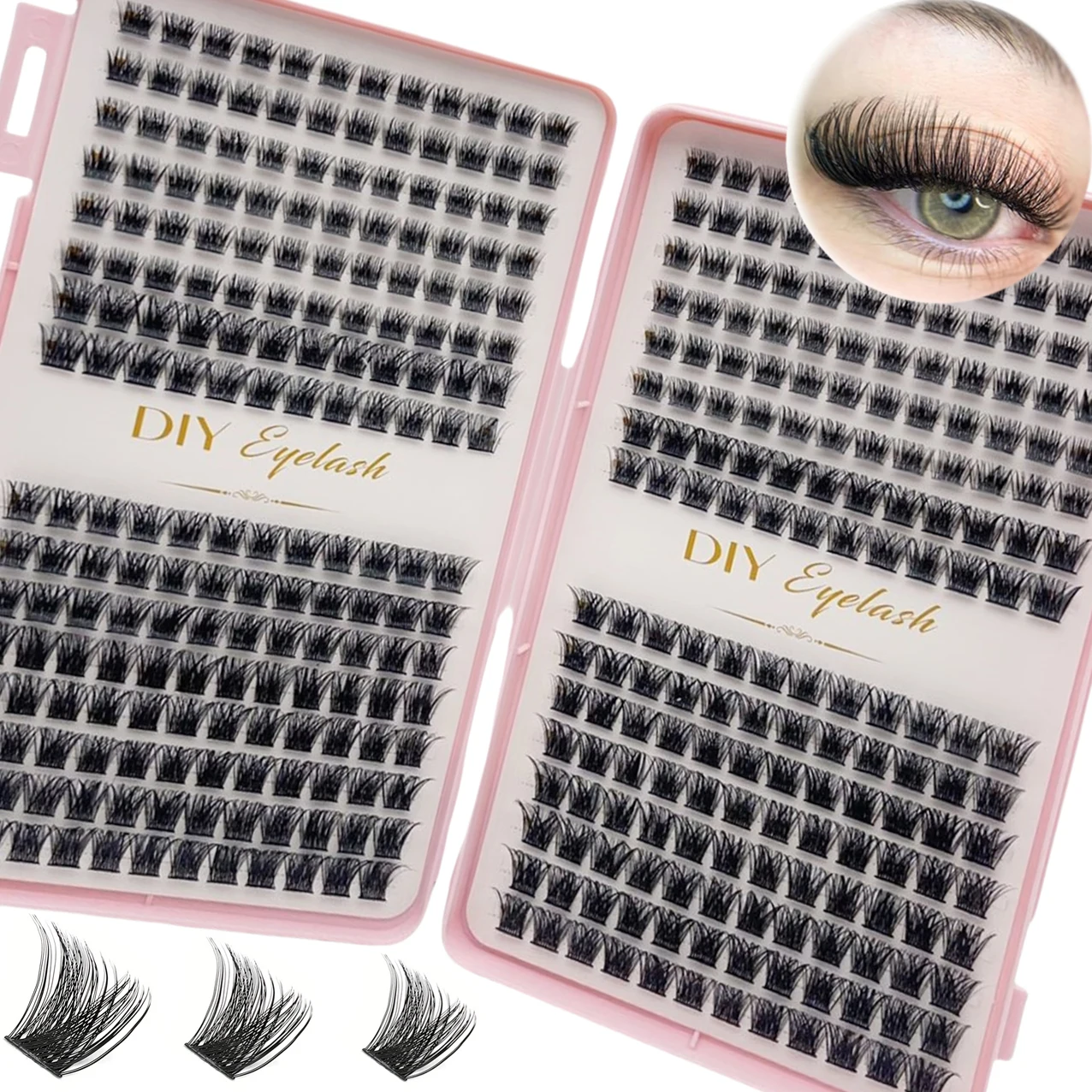 384 Stück Cluster-Wimpern, Einzelwimpernverlängerungen, falsche Wimpern, Wimpern-Cluster-Buch, DIY-Heimanwendung, Cluster-Make-up für Wimpern Image