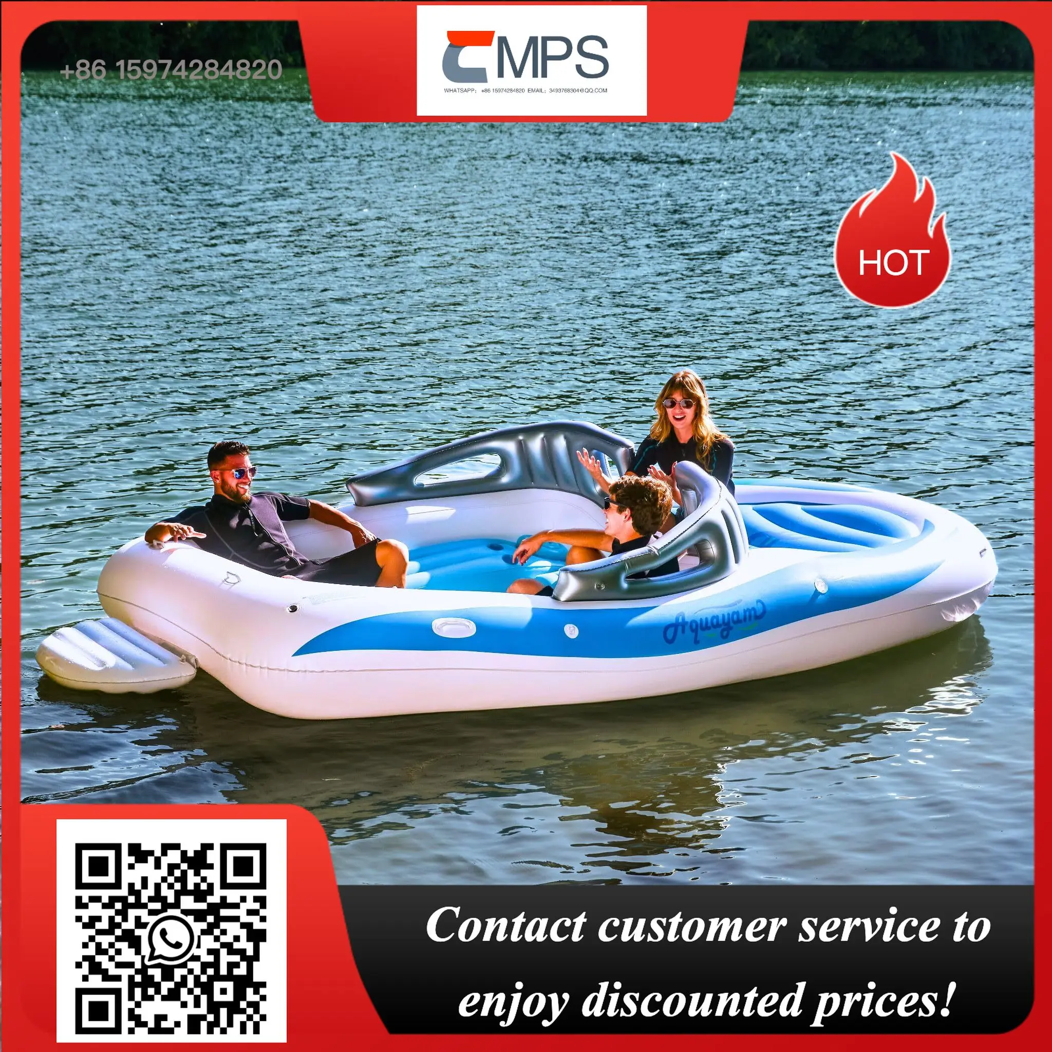 Neues 6-Personen Aufblasbares Schnellboot Riesige Schwimmende Insel für Bay Breeze Party Aufblasbare Wasser-Unterhaltungsanlage für Image