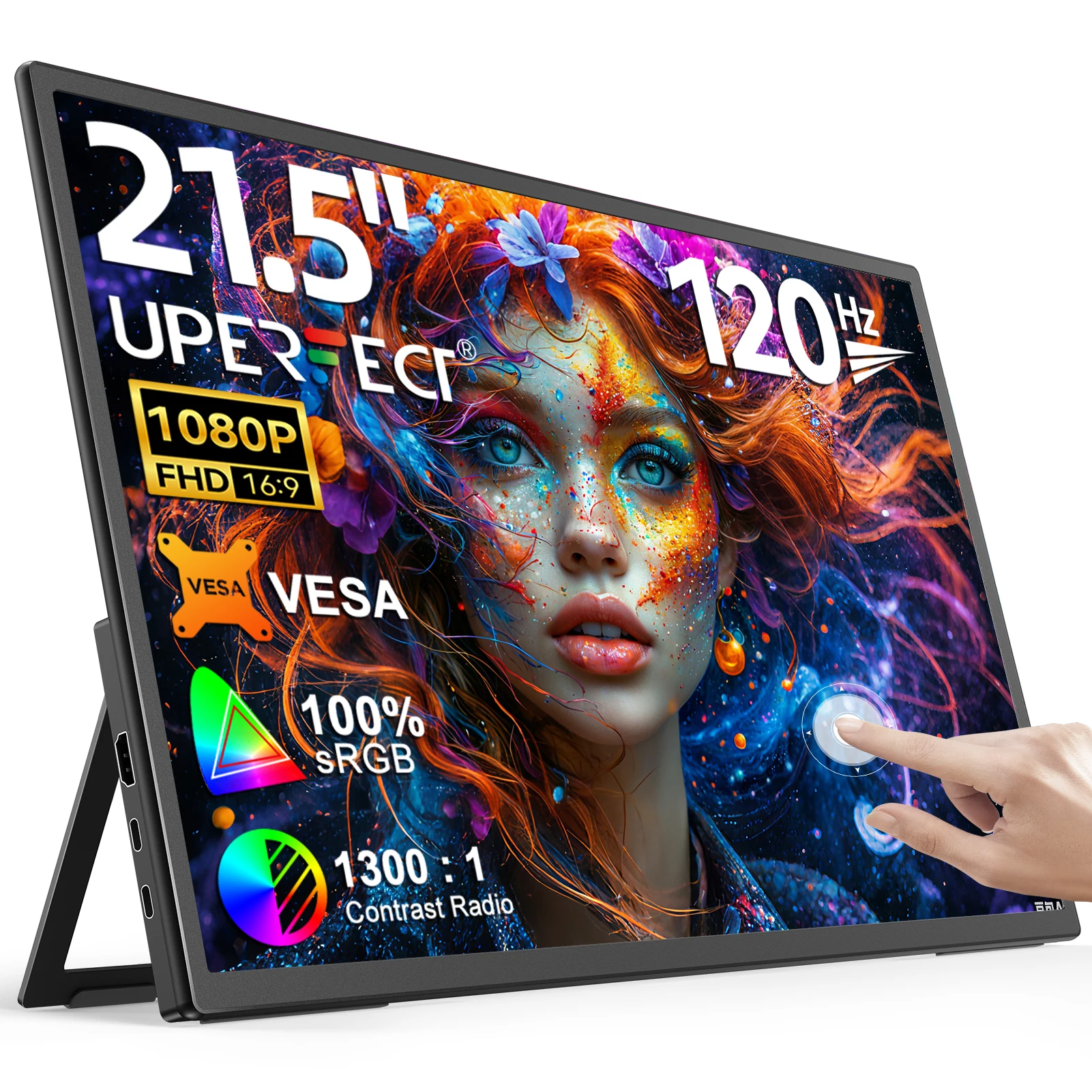 UPERFECT UMax 21 Touchscreen-Computerdisplay 21,5 Zoll 120 Hz 1080P mit HDMI Typ C Externer tragbarer Monitor für Laptop PC Mac Telefon PS5 Spielkonsole Image