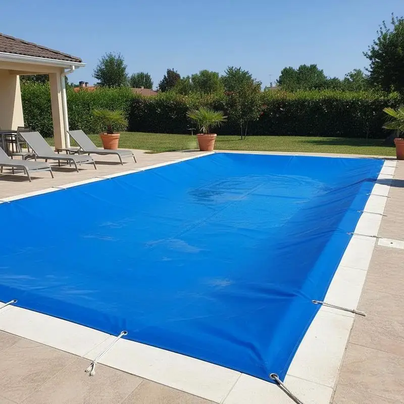 Rechteckige Poolabdeckung, 90 g/m², 400 x 207 cm, wasser- und reißfest, effektiver Schutz vor Schmutz Image