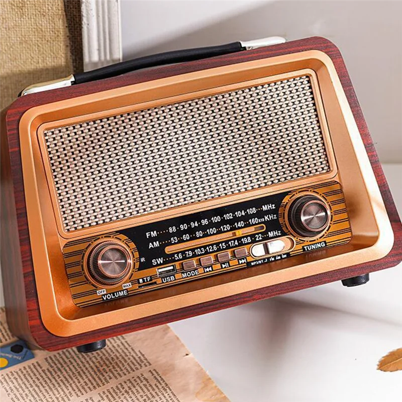 Radio rétro Portable en bois, haut-parleurs Bluetooth sans fil, stéréo HIFI, lecteur Radio AM/FM, USB TF AUX MP3