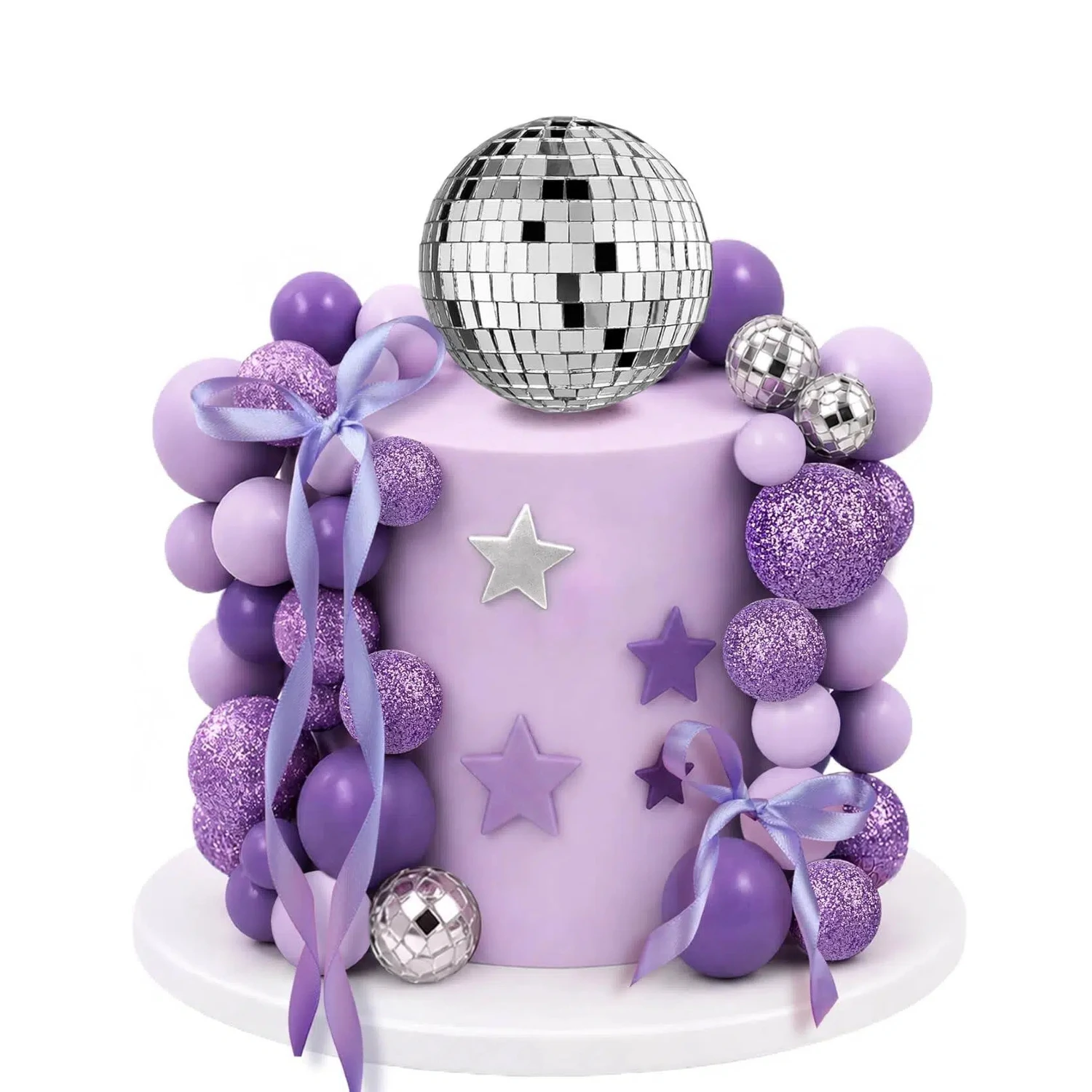 Disco Lila Rosa Blau Ball Kuchenaufsatz für Hochzeit Geburtstag Babyparty Kuchendekoration Zubehör Image