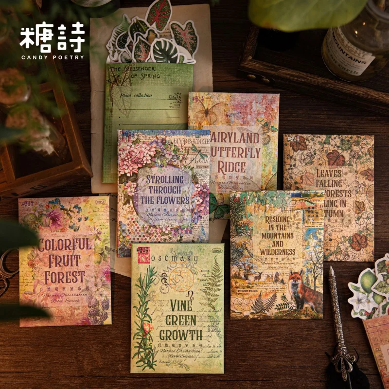 50 Stück/Set Vintage Blumen- und Schmetterlings-Aufkleber Antike Blumen Journal DIY Handgemachtes Album Scrapbooking Dekorative Papier-Deko