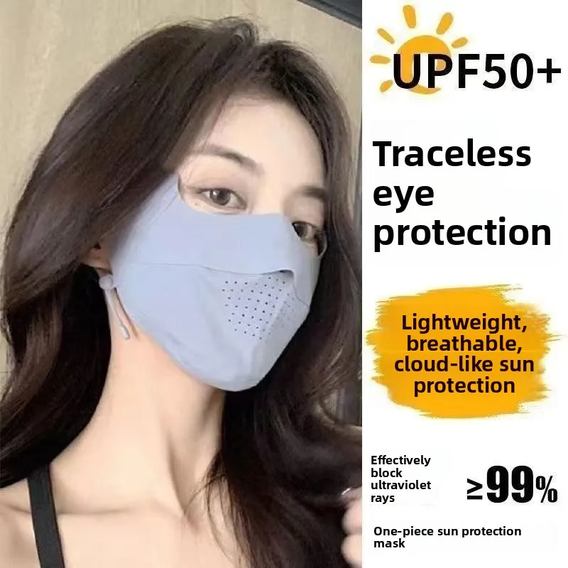 100 % UV-Schutz-Gesichtsmaske, ultradünn, atmungsaktiv, nicht stickig, Sommer-Sonnenschutzmaske für Damen Image