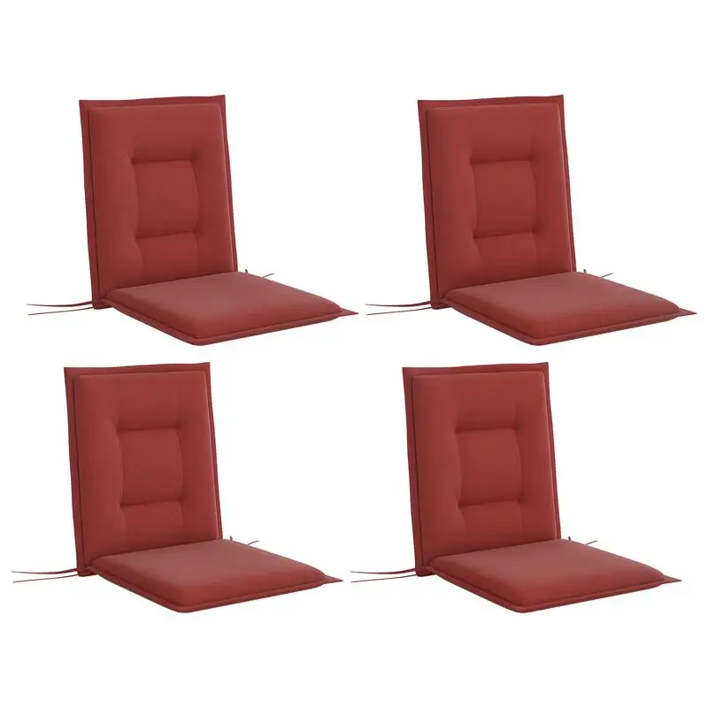 4er-Set Sitzkissen 108 x 50 x 5 cm Stuhlkissen mit Bändern, Outdoor Indoor Sitzauflage Weinrot