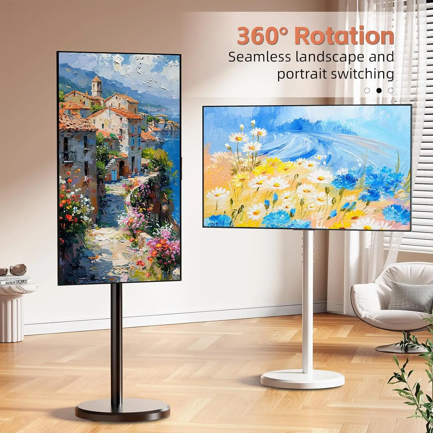 Mobiler TV-Wagen, rollender TV-Ständer für 10–42 Zoll große Fernseher, höhenverstellbarer tragbarer TV-Wagen mit neigbarem, drehbarem TV-Ständer mit Rädern