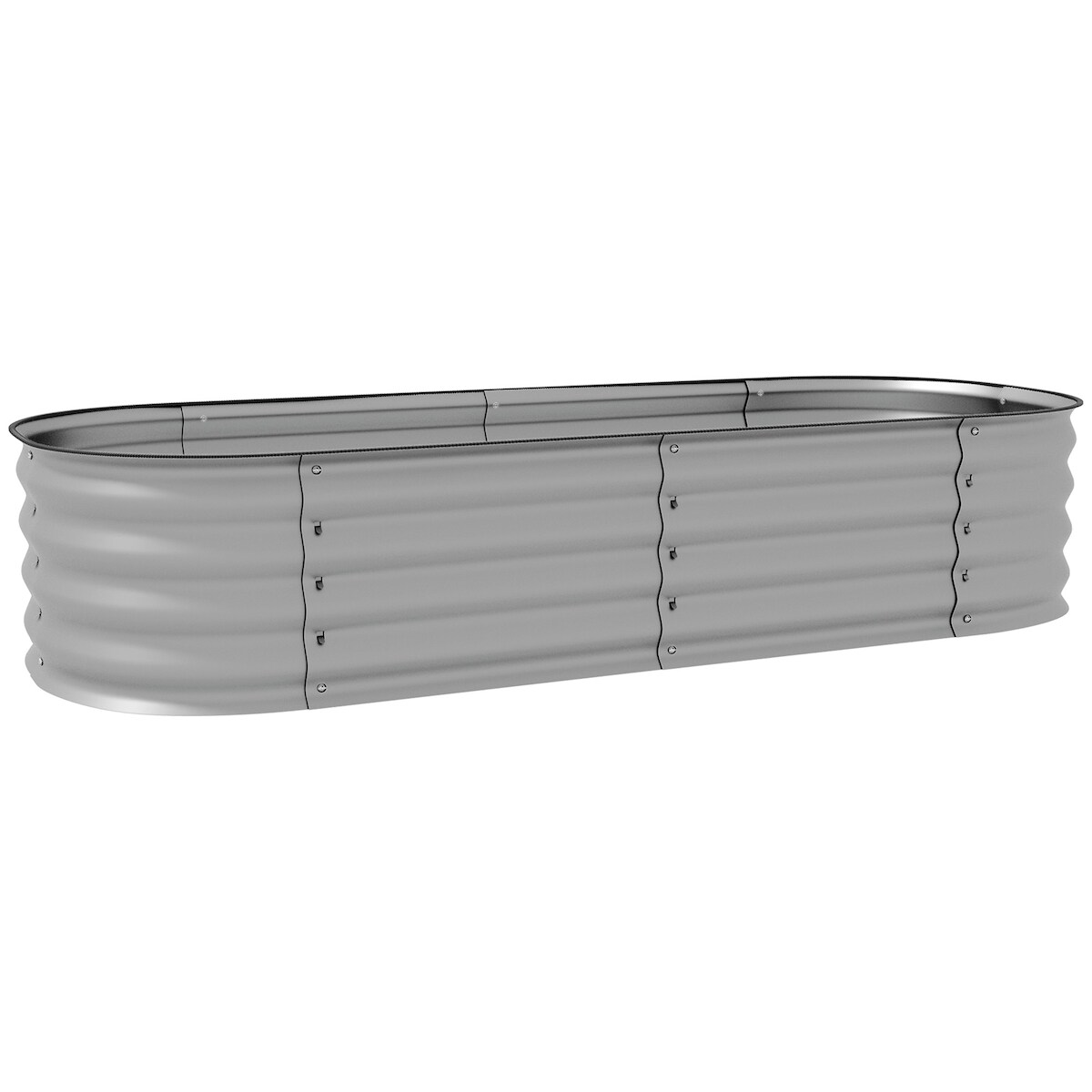 OKWISH Hochbeet Metall Silber 150x62x30 cm, feuerverzinkt, mit offenem Boden, geschützten Kanten und modularem Design Image
