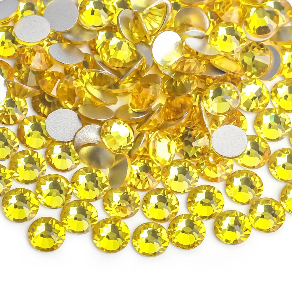 Citrin Glas 3d Nail Art Strass ss3 ss4 ss5 ss6 ss8 ss10 ss12 ss16 ss20 ss30 ss34 Kristall Nail Art Strass Image