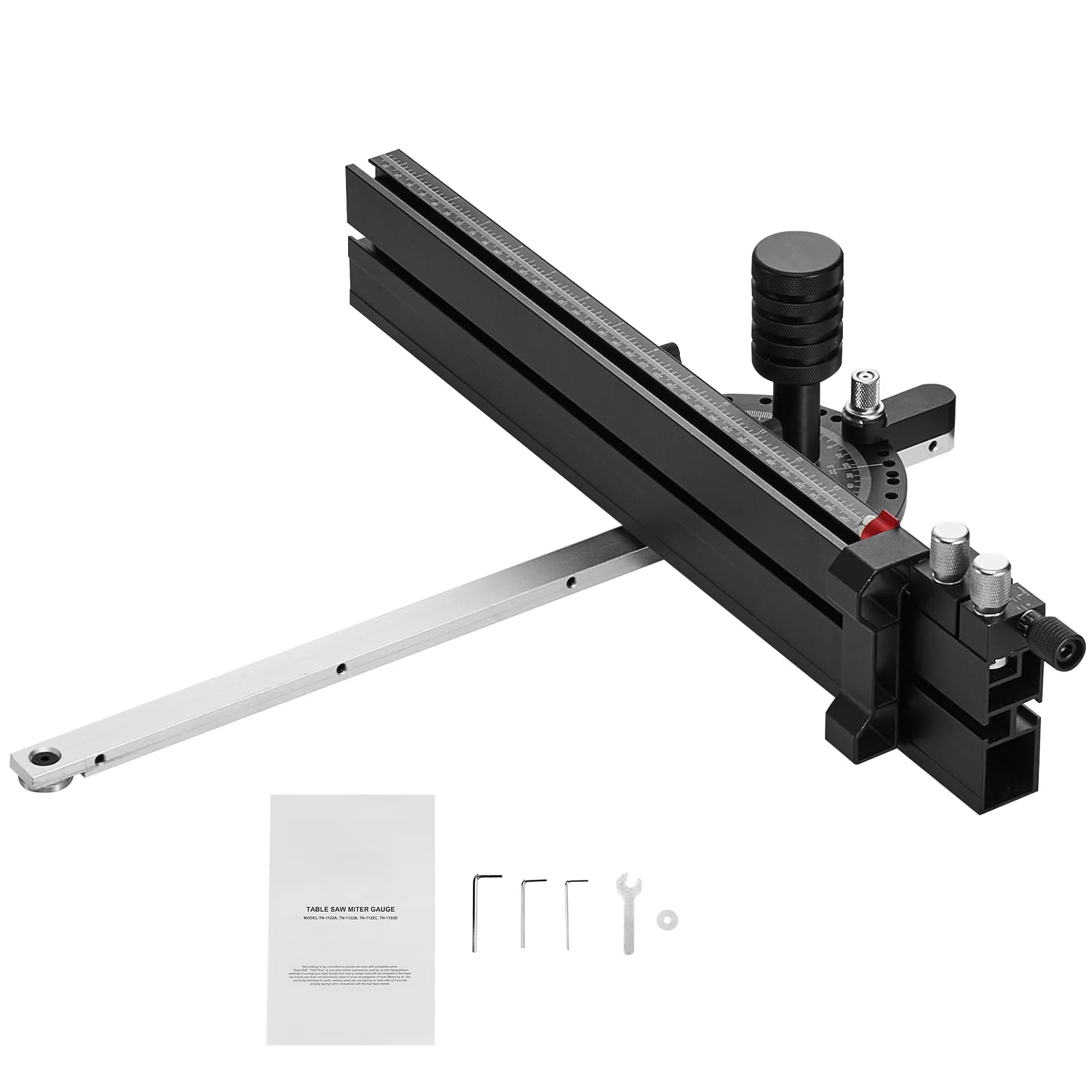 SucceBuy Präzisions-Gehrungslehre, Standardschlitz, 3/4'' x 3/8'' Tischkreissäge aus Aluminiumlegierung, 24/18/19-35 Zoll Gitter, 15 Winkelstopper, DIY Image