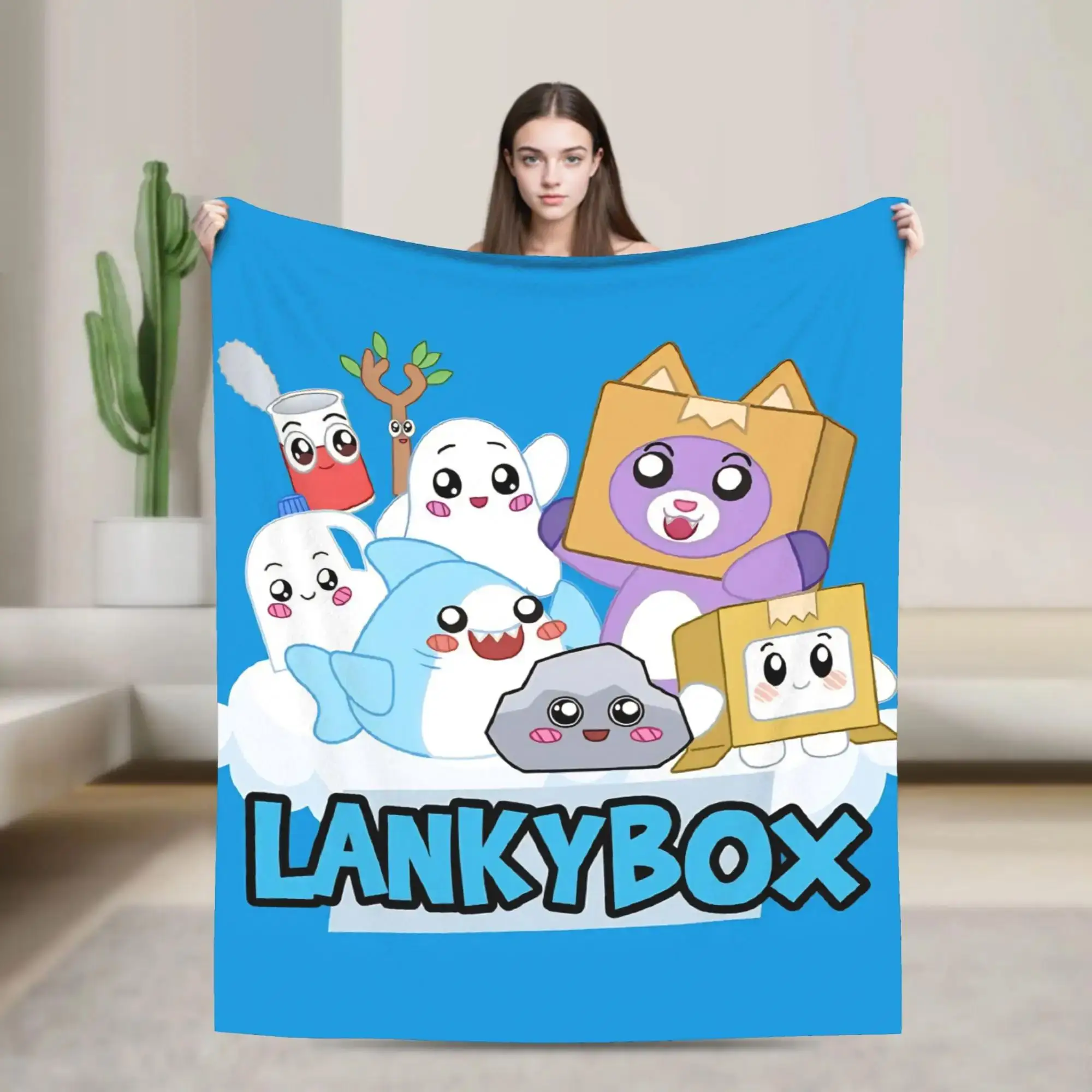 Foxy Boxy und Rocky Lankybox Flanelldecke, weiche, warme Reisedecke für Couch, Bett, individuelle Qualitäts-Tagesdecke, Geschenk Image