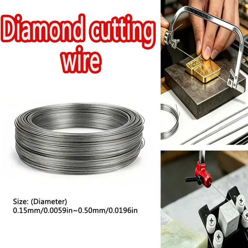 1~3 Rollen 1M Diamant-Schneidedrahtsägeblätter, Jade-Keramik-Schneidzubehör, Handsägeblätter, Durchmesser 0,15 mm–0,5 mm Image