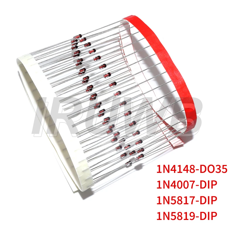 DO-41 DO-35 Schottky-Diode mit schneller Schaltung 1N4148 1N5817 1N5819 1N4007 Gleichrichterdioden-Kit Image