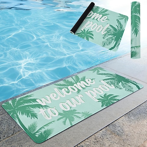 Pool-Fußmatte 61 x 122 cm, rutschfeste Pool-Bodenmatte für Terrasse, Sitzmatte für den Poolbereich mit Gummirückseite, Sommer-Fußmatte für Terrasse, Strand, Schwimmbad, Loungebereich Image