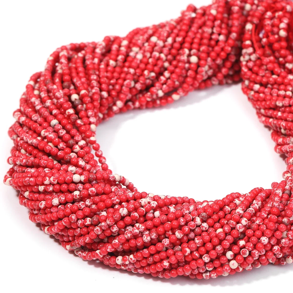 2 mm Mini-Kaiser-Jaspis, runde Perlen, Meeressediment-Türkis, für die Schmuckherstellung, DIY-Armband, Ohrringe, 38,1 cm, 1 Streifen