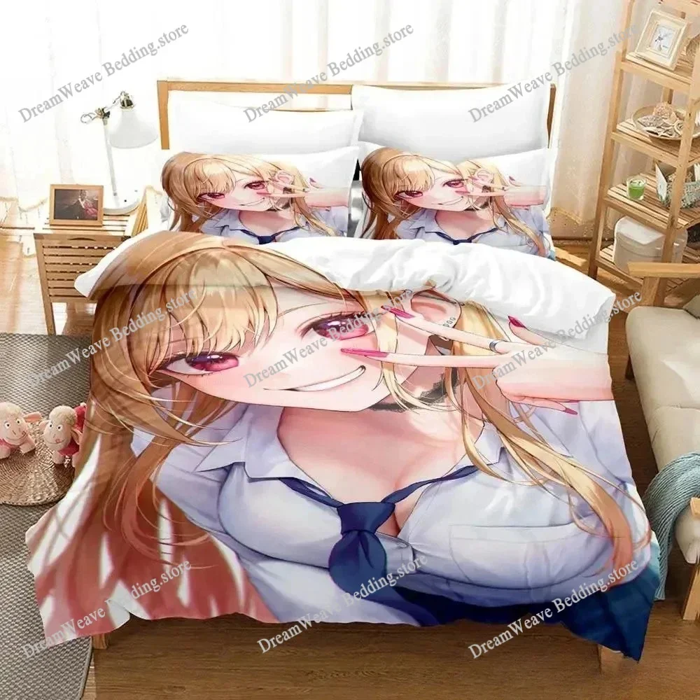 Nouvel ensemble de literie Marin Kitagawa, ensemble de literie simple, double, queen, king size, ensemble de literie pour adultes et enfants, housses de couette imprimées en 3D, anime Bed963