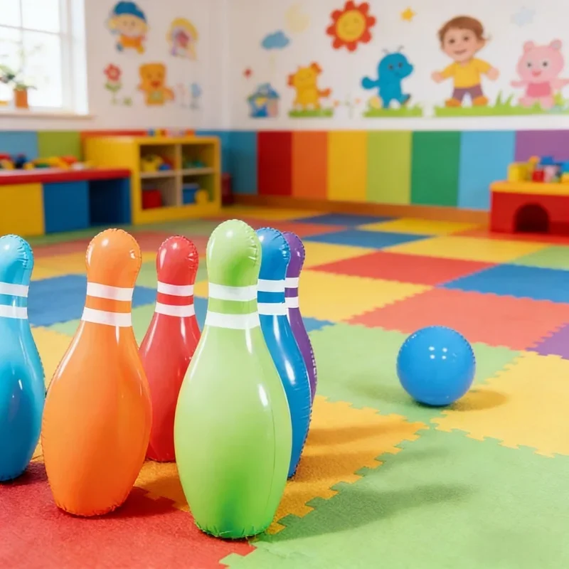 Aufblasbares Bowling-Spielset für Kinder, Outdoor-Bowlingspiel, interaktives Familienspielzeug, Aktivitätsspielzeug für Kinder, Spielzubehör-Set Image