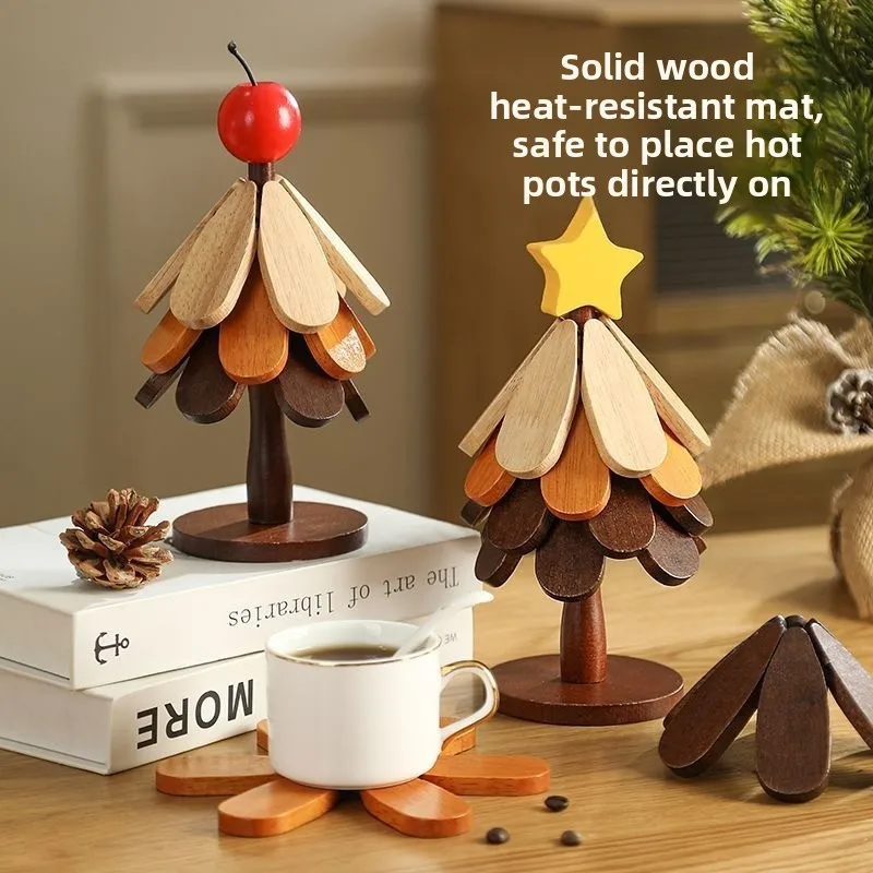Explosionen Isoliermatte Massivholz Esstischplatte Verbrühungsschutz Haushalt Ein Baum Untersetzer Bambus Ornamente Weihnachtsbaum Image