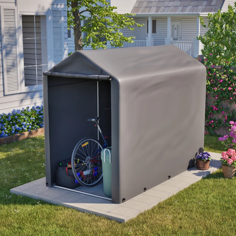Abri à outils/garage pour vélos/abri de jardin/tente de jardin de 187x100x160 cm. Structure en acier, gris foncé, idéale pour le rangement des vélos, des outils de jardinage et des accessoires –