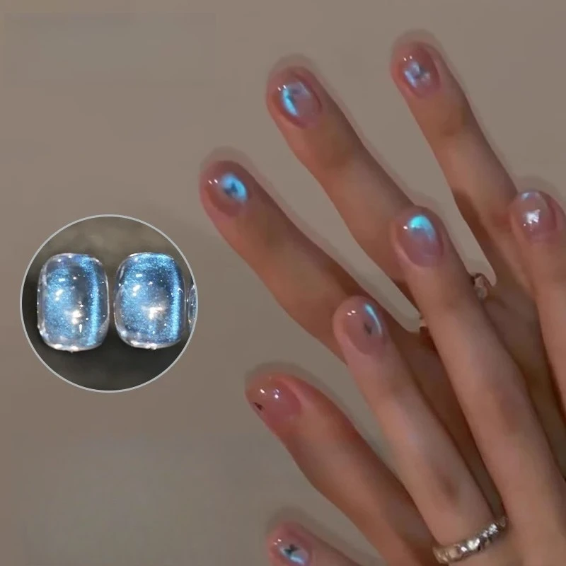 Blue Tears Cat Eye Nail Art, 3 Farben, 1 Stück/3 g, einzigartige blaue Farbe und Magnetpulver, gibt ein verträumtes romantisches Gefühl Image
