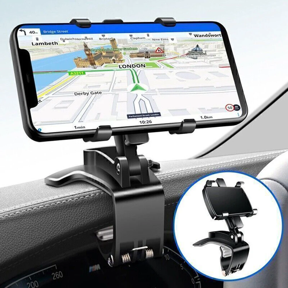 Support de téléphone portable rotatif pour tableau de bord/rétroviseur/pare-soleil, support de téléphone portable pour voiture, support portable pour téléphone portable