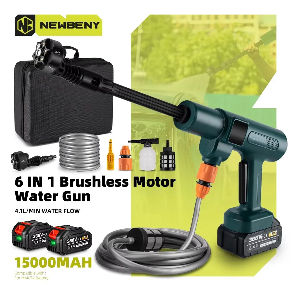 3500 W 200 Bar 6 IN 1 Bürstenlose Elektrische Auto Waschmaschine Pistole Tragbare Cordless Wiederaufladbare Auto Garten Für Makita 18 V Batterie Pin Image