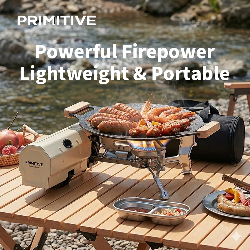 PRIMITIVE Camping-Gaskocher Tragbarer Leichter Kanisterkocher Kompakter Robuster Outdoor-Kocher für Picknick und Rucksackreisen Image