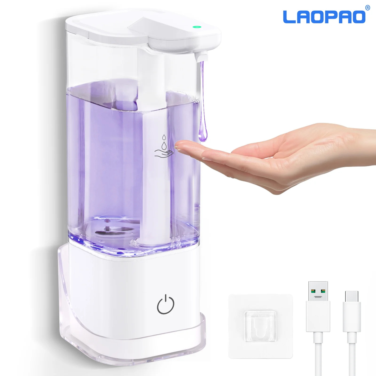 LAOPAO Automatischer Sensor-Handdesinfektionsmittel-Spender, Spülmittel-Spender, Körperwaschmittel-Shampoo-Spender mit intelligenter Abstandserkennung für die Küche Image