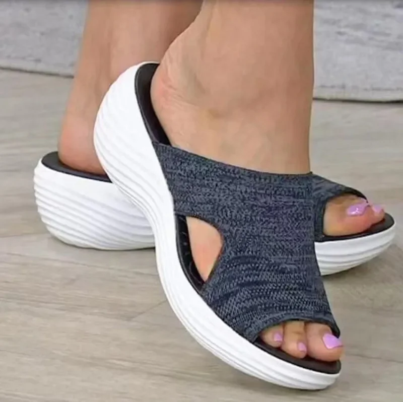 Hausschuhe Frauen Casual Offene spitze Atmungsaktive Outdoor Strand Plattform Sandalen Plus Größe Einfarbig Keile Schuhe Alias 2023