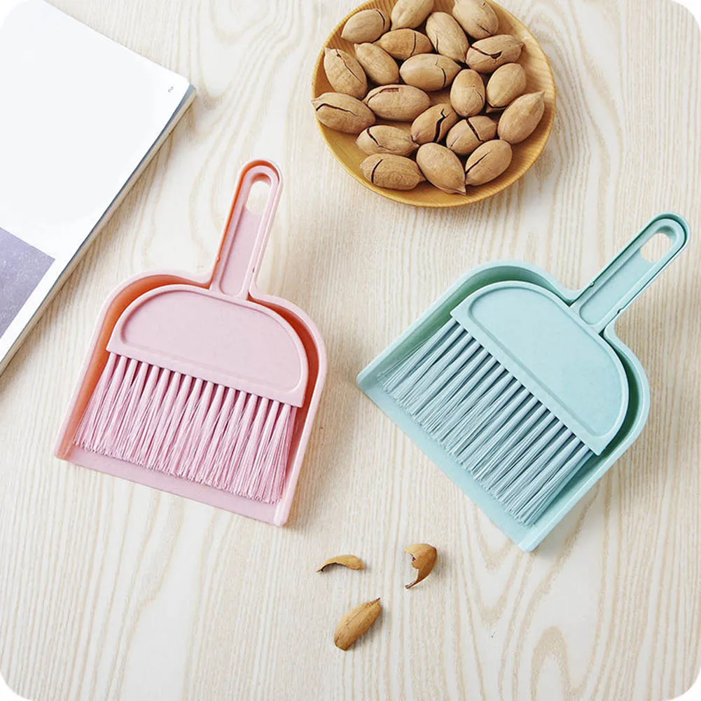 Besen- und Kehrschaufel-Set mit Handbürste, kompaktes Reinigungsset aus Kunststoff für Büro, Küche, Schreibtisch, Arbeitsplatte, Reinigungswerkzeuge Image